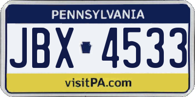 PA license plate JBX4533