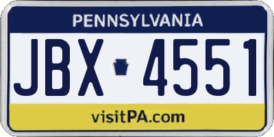 PA license plate JBX4551