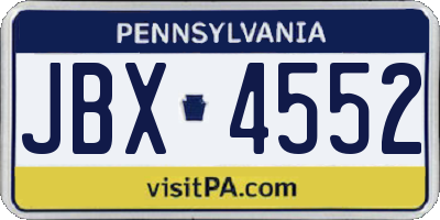 PA license plate JBX4552
