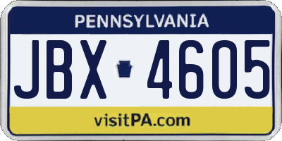PA license plate JBX4605