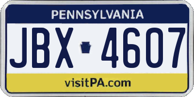 PA license plate JBX4607