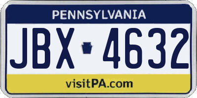 PA license plate JBX4632