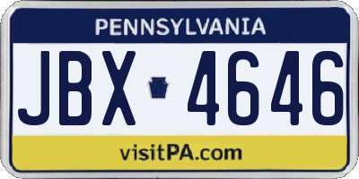 PA license plate JBX4646