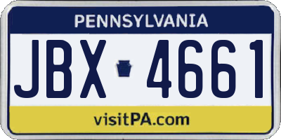 PA license plate JBX4661