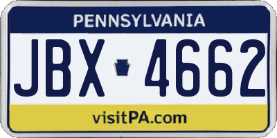 PA license plate JBX4662