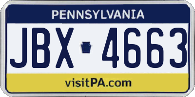 PA license plate JBX4663