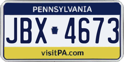 PA license plate JBX4673
