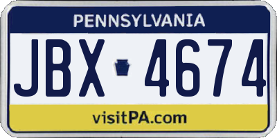 PA license plate JBX4674