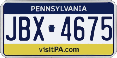 PA license plate JBX4675