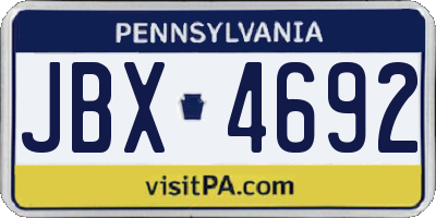 PA license plate JBX4692