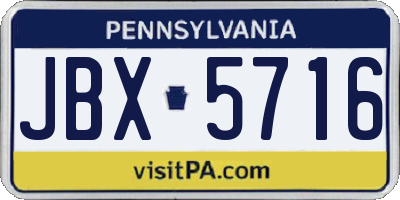 PA license plate JBX5716