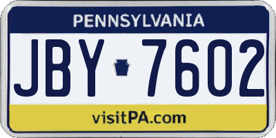 PA license plate JBY7602