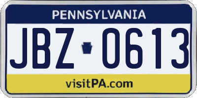 PA license plate JBZ0613