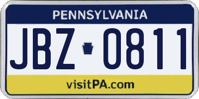 PA license plate JBZ0811