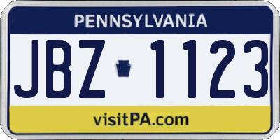 PA license plate JBZ1123