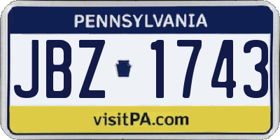 PA license plate JBZ1743