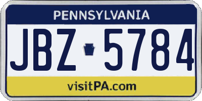 PA license plate JBZ5784