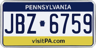 PA license plate JBZ6759