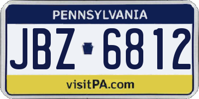 PA license plate JBZ6812