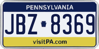 PA license plate JBZ8369
