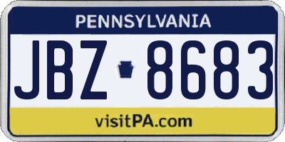 PA license plate JBZ8683