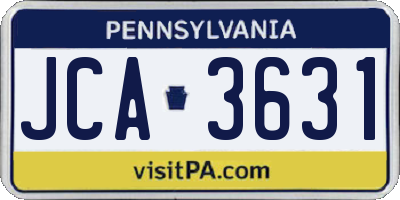 PA license plate JCA3631