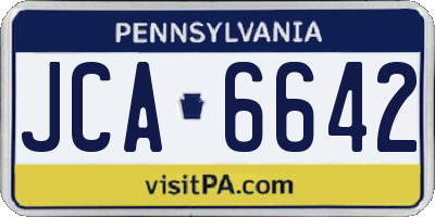 PA license plate JCA6642