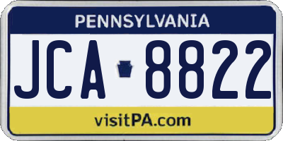 PA license plate JCA8822