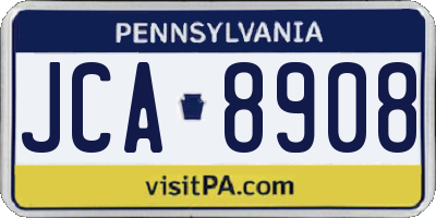 PA license plate JCA8908