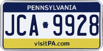 PA license plate JCA9928
