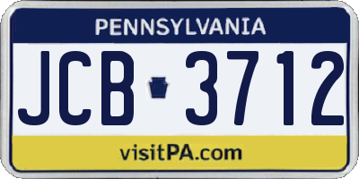 PA license plate JCB3712