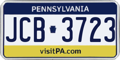 PA license plate JCB3723