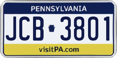 PA license plate JCB3801