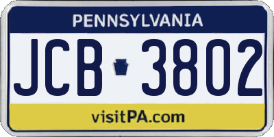 PA license plate JCB3802