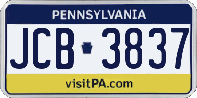 PA license plate JCB3837