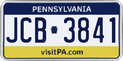 PA license plate JCB3841