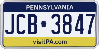 PA license plate JCB3847