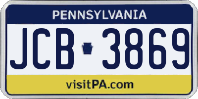 PA license plate JCB3869