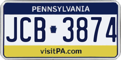 PA license plate JCB3874