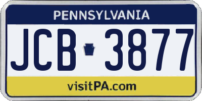 PA license plate JCB3877