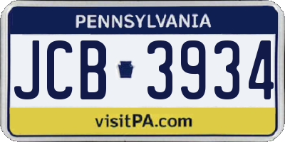 PA license plate JCB3934