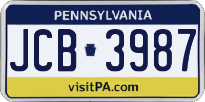 PA license plate JCB3987