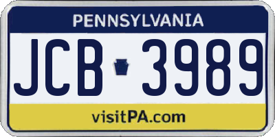 PA license plate JCB3989