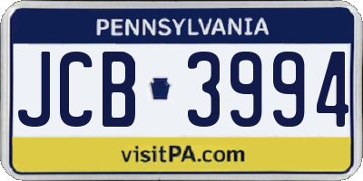 PA license plate JCB3994