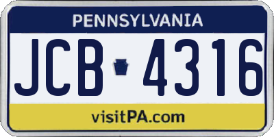 PA license plate JCB4316
