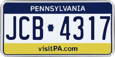 PA license plate JCB4317