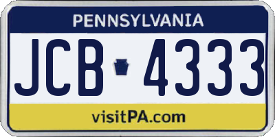 PA license plate JCB4333