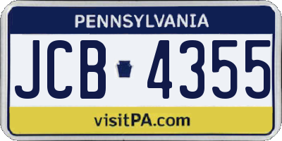 PA license plate JCB4355