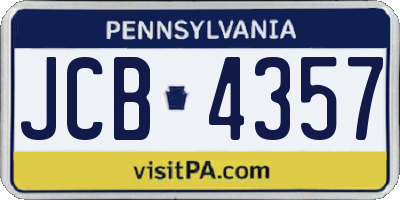 PA license plate JCB4357