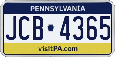 PA license plate JCB4365